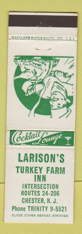 Matchbook Cover - Lairson's Turkey Farm Inn Chester NJ