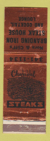 Matchbook Cover - Branding Iron Steak House Cincinnati OH Airport WEAR