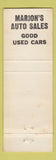 Matchbook Cover - Marion's Carry Out Used Cars