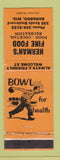 Matchbook Cover - Herman's Fine Food bowling Baraboo WI