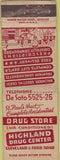 Matchbook Cover - Abbotts Drug Caledonia MN Sheaffer pens Kodak WEAR
