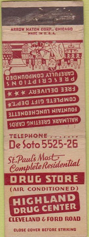 Matchbook Cover - Abbotts Drug Caledonia MN Sheaffer pens Kodak WEAR