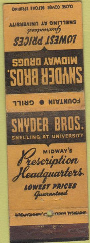 Matchbook Cover - Snyder Bros Drugs ST Paul MN