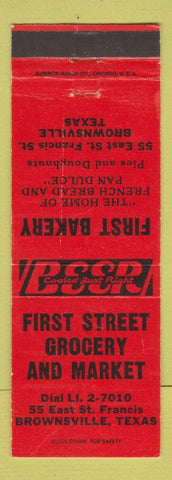 Matchbook Cover - First Street Grocery Market Bakery Brownsville TX