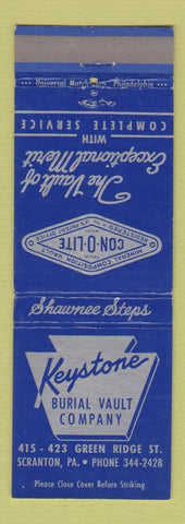 Matchbook Cover - Keystone Burial Vault Scranton PA