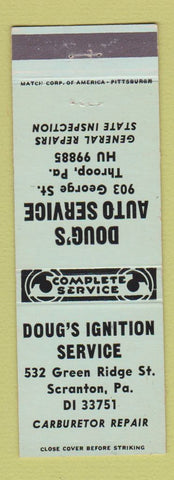Matchbook Cover - Doug's Auto Service Ignition Throop Scranton PA