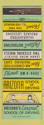 Matchbook Cover - Arizona Driving School Phoenix Mesa Tempe AZ