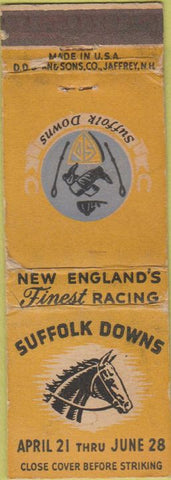 Matchbook Cover - Suffolk Downs Horse Racing Boston MA WORN