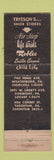 Matchbook Cover - Tritsch's Shoe Stores Wilkinsburg Dormont Tarentum PA
