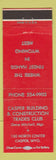 Matchbook Cover - Casper Building Construction Trades Club Casper WY