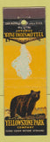 Matchbook Cover - Yellowstone Park Company