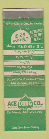 Matchbook Cover - Ace Drug Company San Diego CA