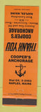 Matchbook Cover - Cooper's Anchorage Sunoco oil gas Naples ME