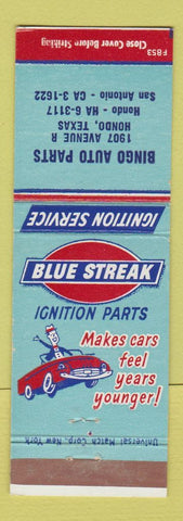 Matchbook Cover - Blue Streak Ignition Parks Bingo Auto Parts Hondo TX