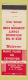 Matchbook Cover - Magic Plains oil Expo Borger TX gas