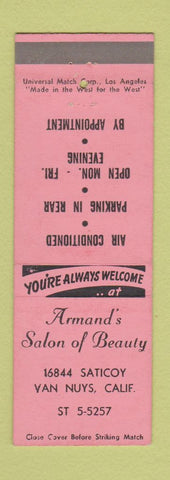 Matchbook Cover - Armand's Beauty Salon Van Nuys CA