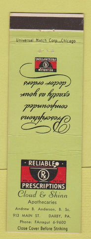 Matchbook Cover - Cloud & Shinn Drug Store Darby PA