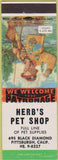 Matchbook Cover - Herb's Pet Shop Pittsburgh CA