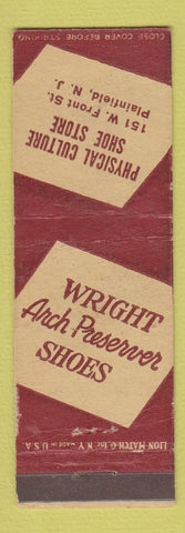 Matchbook Cover - Wright Shoes Physical Culture Store Plainfield NJ