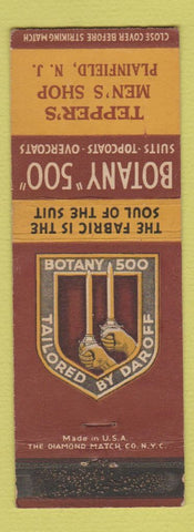 Matchbook Cover - Botany 500 Men's Clothes Tepper's Plainfield NJ WEAR