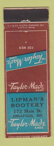 Matchbook Cover - Taylor Made Men's Shoes Lipman's Bootery Annapolis MD