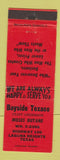 Matchbook Cover - Bayside Texaco oil gas Laguna Heights TX