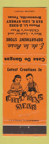 Matchbook Cover - E De La Rosa Department Store Brownsville TX
