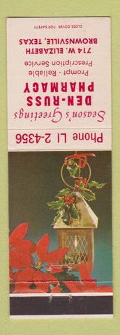 Matchbook Cover - Den Russ Pharmacy Drug Brownsville TX Christmas