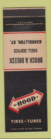 Matchbook Cover - Hood Tires Tubes Brock & Breeck Carrollton KY Shell oil gas