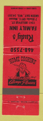 Matchbook Cover - Rudy's Family Inn Green Bay WI WEAR