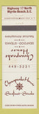 Matchbook Cover - Chesapeake House Seafood Restaurant Myrtle Beach SC