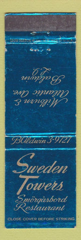 Matchbook Cover - Sweden Towers Smorgasbord Restaurant Baldwin LI NY WEAR