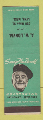 Matchbook Cover - Sandy MacDonald Men's Clothes AW Lonval Lynn MA