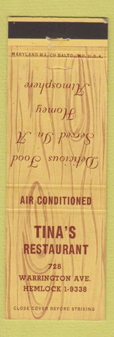 Matchbook Cover - Tina's Restaurant