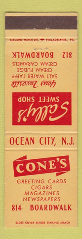 Matchbook Cover - Cone's Sally's Sweet Shop Ocean City NJ