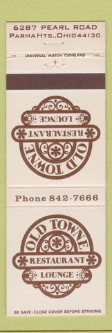 Matchbook Cover - Old Towne Restaurant Lounge Parma Heights OH