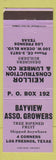 Matchbook Cover - Bayview Fruit Growers Los Fresnos TX Keillor Lumber PURPLE