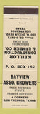 Matchbook Cover - Bayview Fruit Growers Los Fresnos TX Keillor Lumber WHITE