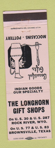 Matchbook Cover - Longhorn Gift Shops Brownsville TX
