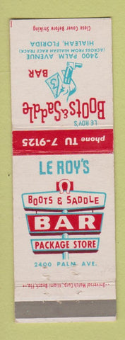 Matchbook Cover - Le Roy's Boots & Saddle Bar Hialeah FL