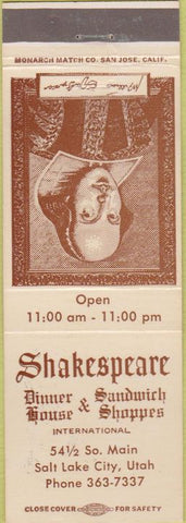 Matchbook Cover - Shakespeare Salt Lake City UT restaurant