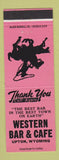 Matchbook Cover - Western Bar and Cafe Upton WY