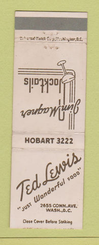 Matchbook Cover - Ted Lewis Restaurant Washington DC Jim Magner