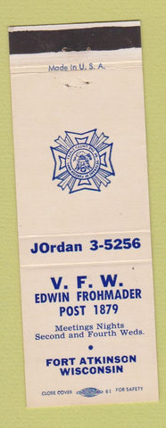 Matchbook Cover - VFW Edwin Frohmader Post Fort Atkinson WI
