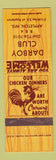 Matchbook Cover - Darboy Club Appleton WI