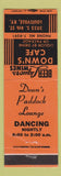 Matchbook Cover - Down's Cafe Louisville KY Down's Paddock Lounge