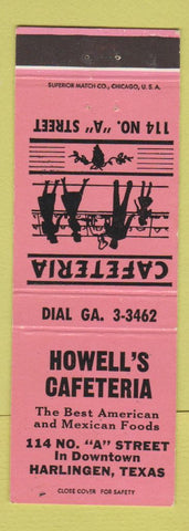 Matchbook Cover - Howell's Cafeteria Harlingen TX