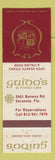 Matchbook Cover - Guido's Restaurant Italian Sarasota FL