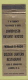 Matchbook Cover - Golden Lantern Restaurant Linden NJ WEAR