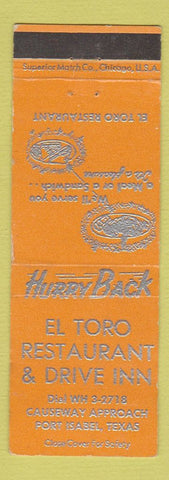 Matchbook Cover - El Toro Restaurant Drive Inn Port Isabel TX